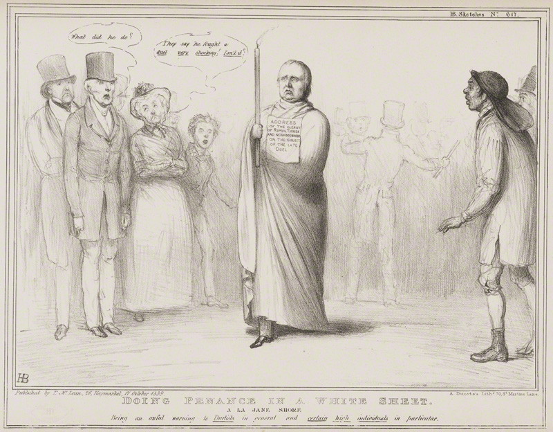 NPG D41551; Doing Penance in a White Sheet by John Doyle, printed by  Alfred DucÙte, published by  Thomas McLean